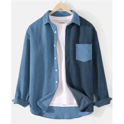 Sleek Men's Button-Up Shirt | Premium Corduroy, Two-Tone Design 5