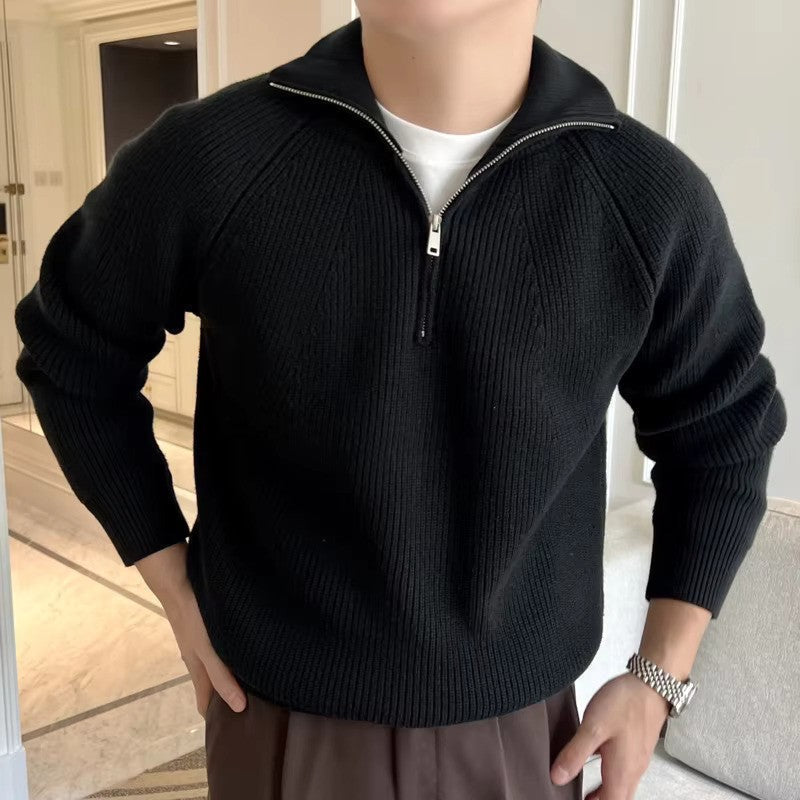Women's Quarter Zip Sweater – Ribbed Knit Pullover with Zip Neck