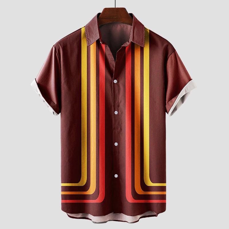 Teddy Men's Retro Shirt | Cotton, Short Sleeve, Playful Stripe Pattern 2