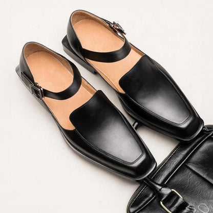 Theodore Men's Sandals | Black Leather, Contemporary Design 1