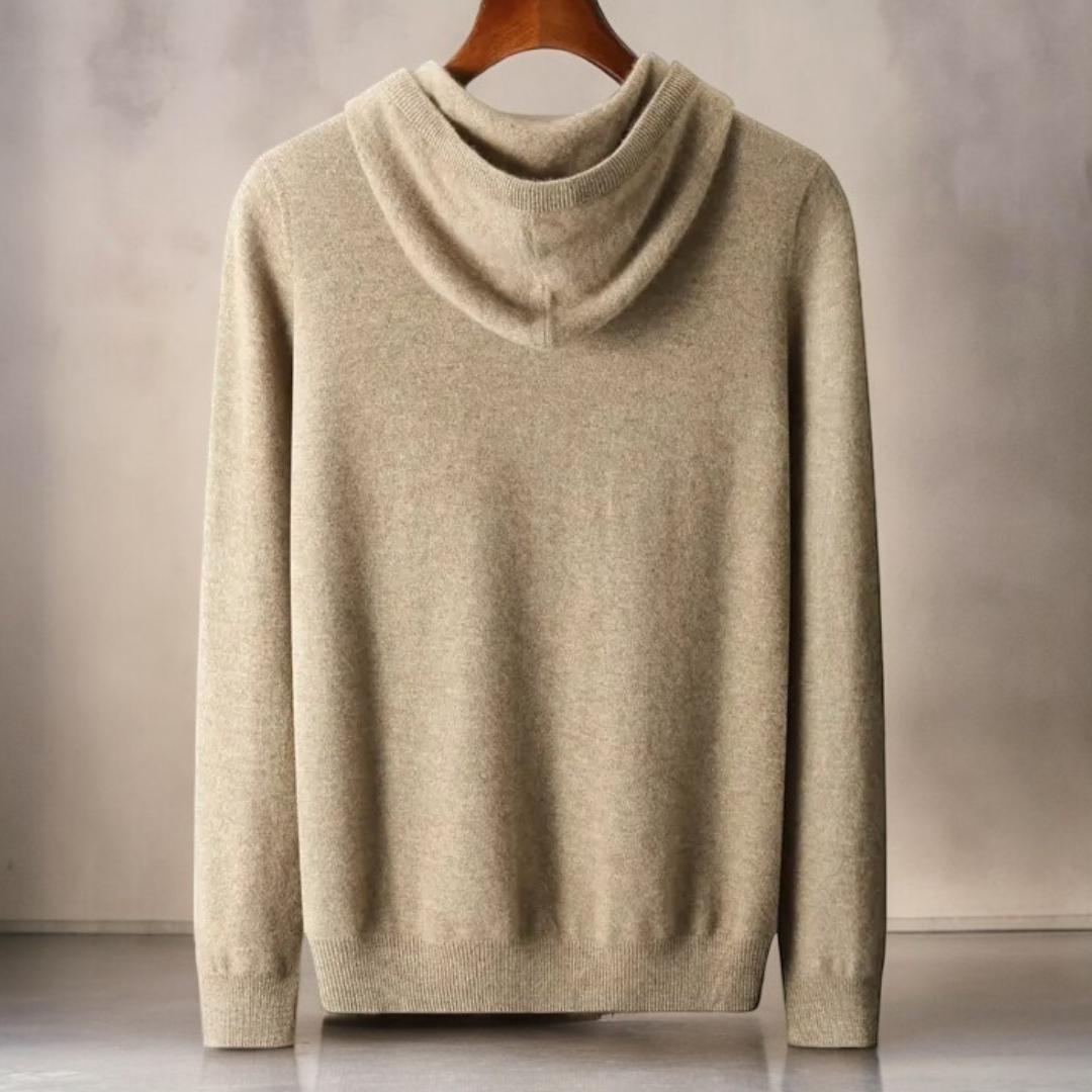 Merino Hoodie Dame – Brun Strik Hættetrøje i Blød Uldblanding