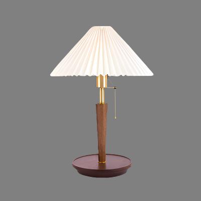 Vintage Pleated Wood Table Lamp | Home Lighting 0