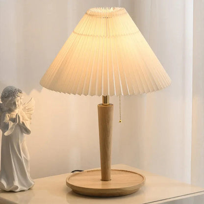 Vintage Pleated Wood Table Lamp | Home Lighting 6