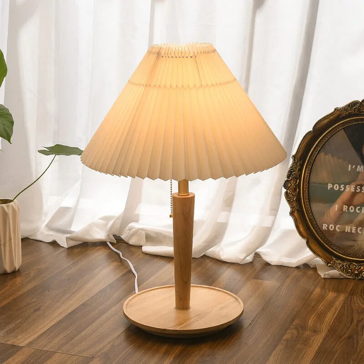 Vintage Pleated Wood Table Lamp | Home Lighting 7