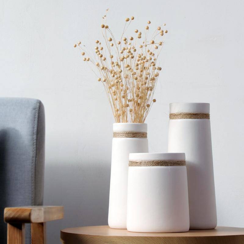 White Ceramic Vase | Modern Japanese Style Tabletop Decor 2