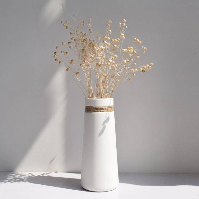 White Ceramic Vase | Modern Japanese Style Tabletop Decor 4
