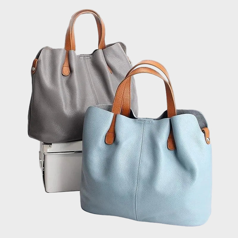 Damen-Hobo-Tasche aus echtem Leder mit Tragegriff | Graues genarbtes Leder, lässige Alltagsschultertasche | Smart-Casual-Tasche für den Alltag und zum Ausgehen