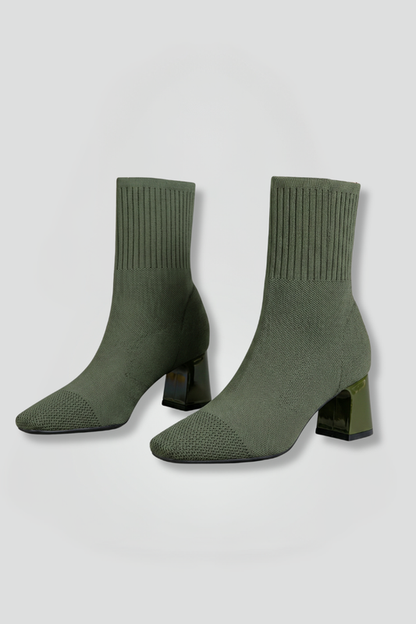 Women's Ribbed Knit Sock Ankle Boots | Stretch Collar Casual Comfortable Everyday Boots | Smart Casual Going Out Everyday Boots