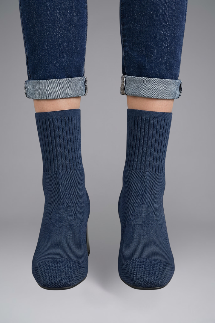 Women's Ribbed Knit Sock Ankle Boots | Stretch Collar Casual Comfortable Everyday Boots | Smart Casual Going Out Everyday Boots