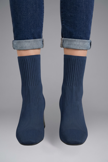 Women's Ribbed Knit Sock Ankle Boots | Stretch Collar Casual Comfortable Everyday Boots | Smart Casual Going Out Everyday Boots