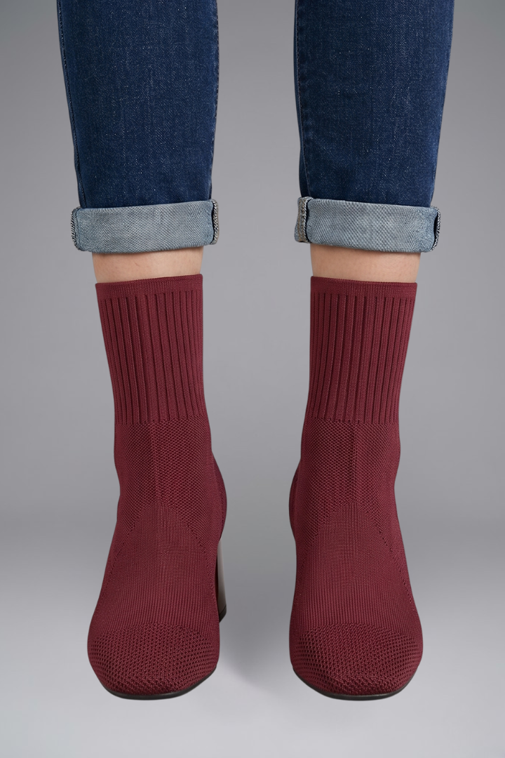 Women's Ribbed Knit Sock Ankle Boots | Stretch Collar Casual Comfortable Everyday Boots | Smart Casual Going Out Everyday Boots