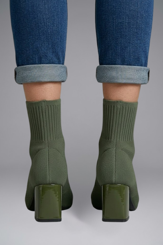 Women's Ribbed Knit Sock Ankle Boots | Stretch Collar Casual Comfortable Everyday Boots | Smart Casual Going Out Everyday Boots