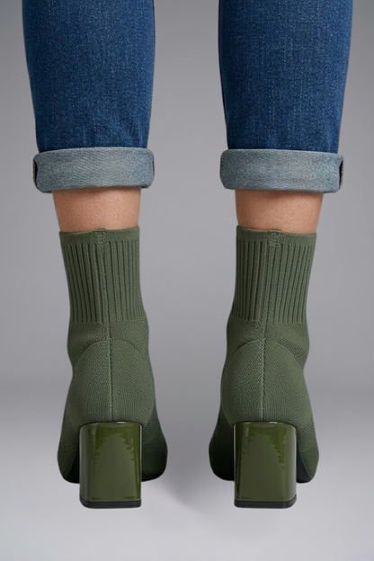 Women's Ribbed Knit Sock Ankle Boots | Stretch Collar Casual Comfortable Everyday Boots | Smart Casual Going Out Everyday Boots