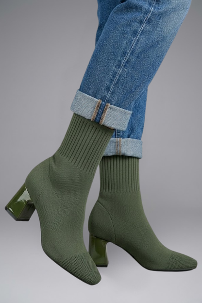Women's Ribbed Knit Sock Ankle Boots | Stretch Collar Casual Comfortable Everyday Boots | Smart Casual Going Out Everyday Boots