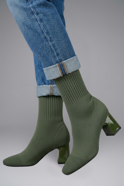 Women's Ribbed Knit Sock Ankle Boots | Stretch Collar Casual Comfortable Everyday Boots | Smart Casual Going Out Everyday Boots