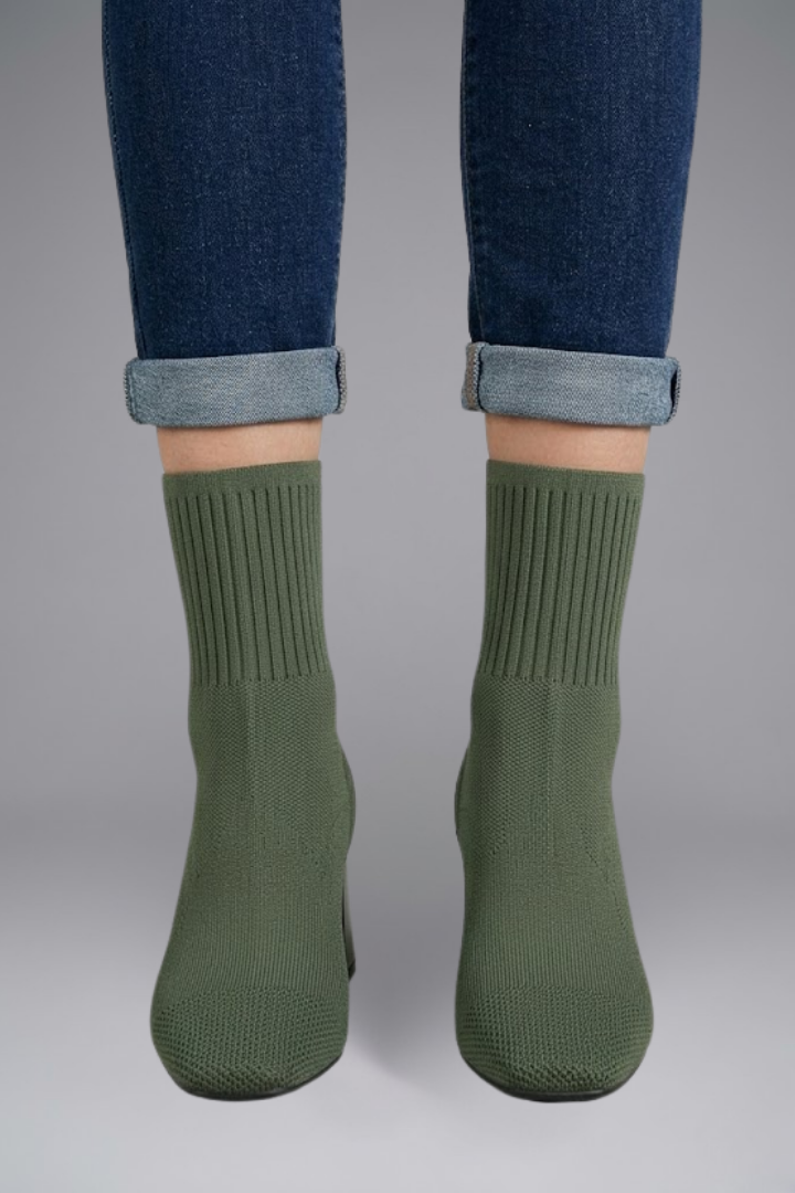 Women's Ribbed Knit Sock Ankle Boots | Stretch Collar Casual Comfortable Everyday Boots | Smart Casual Going Out Everyday Boots