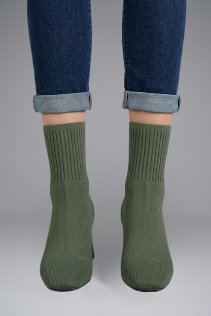 Women's Ribbed Knit Sock Ankle Boots | Stretch Collar Casual Comfortable Everyday Boots | Smart Casual Going Out Everyday Boots