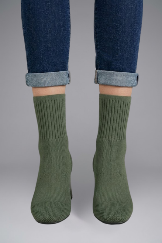 Women's Ribbed Knit Sock Ankle Boots | Stretch Collar Casual Comfortable Everyday Boots | Smart Casual Going Out Everyday Boots