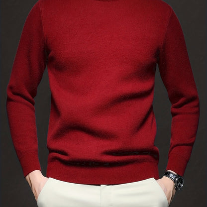 Men's Refined High-Neck Knit Sweater | Classic Cosy Casual Everyday Pullover | Smart Casual Everyday Autumn Winter Knitwear