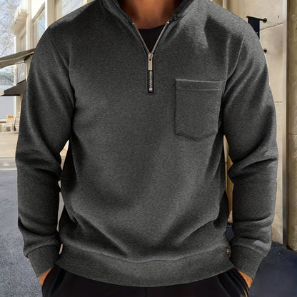 Herren-Pullover aus feinem Strick mit halbem Reißverschluss | Weicher, lässiger und gemütlicher Alltagspullover | Elegante lässige Strickmode für Herbst und Winter