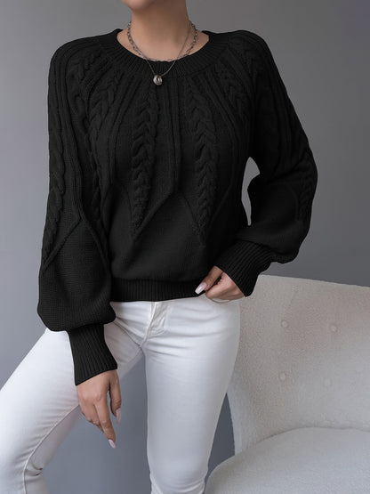 Women's Cable-Knit Textured Pullover Sweater | Classic Cosy Casual Everyday Jumper | Smart Casual Everyday Autumn Winter Knitwear