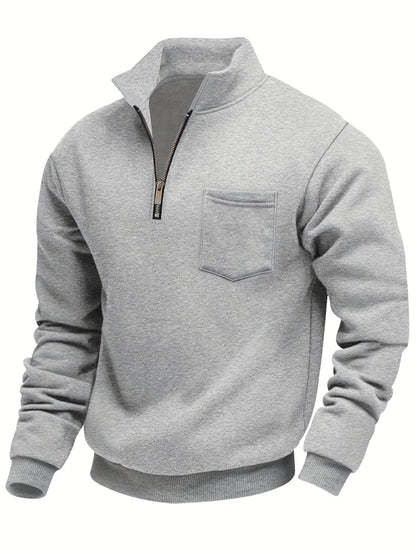 Herren-Pullover aus feinem Strick mit halbem Reißverschluss | Weicher, lässiger und gemütlicher Alltagspullover | Elegante lässige Strickmode für Herbst und Winter