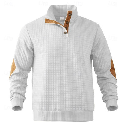 Men's Textured Stand-Collar Knit Pullover | Classic Cosy Casual Everyday Sweater | Smart Casual Everyday Autumn Winter Knitwear