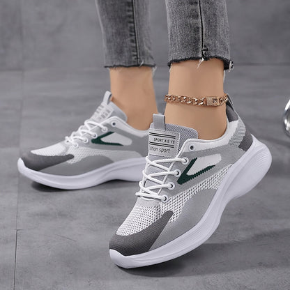 Women's Mesh Lace-Up Sport Trainers | Lightweight Breathable Casual Everyday Streetwear Shoes | Everyday Casual Walking Shoes