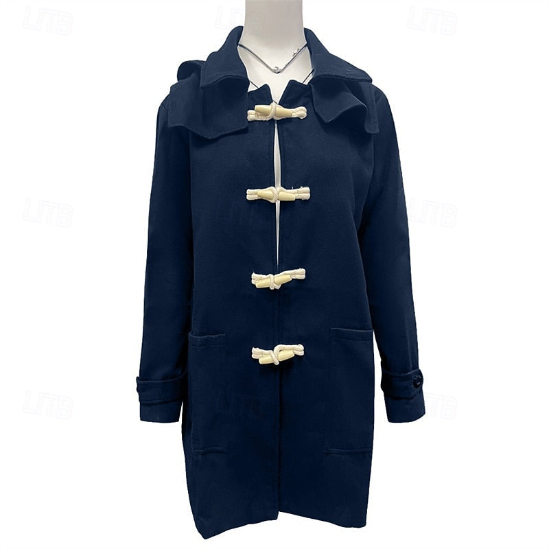 Men's Longline Wool Toggle-Button Duffle Coat | Classic Navy Smart Casual Winter Duffle Coat | Smart Formal Office Autumn Winter Outerwear