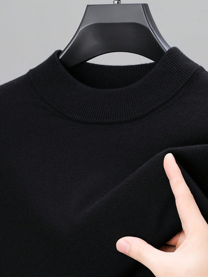 Men's Refined High-Neck Knit Sweater | Classic Cosy Casual Everyday Pullover | Smart Casual Everyday Autumn Winter Knitwear