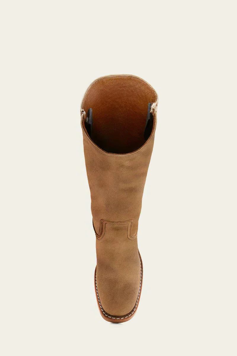 Women's Tall Pull-On Leather Riding Boots | Classic Dark Brown Block Heel Casual Smart Boots | Smart Casual Everyday Autumn Winter Boots