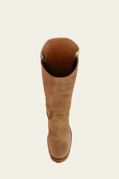 Women's Tall Pull-On Leather Riding Boots | Classic Dark Brown Block Heel Casual Smart Boots | Smart Casual Everyday Autumn Winter Boots