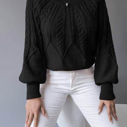 Women's Cable-Knit Textured Pullover Sweater | Classic Cosy Casual Everyday Jumper | Smart Casual Everyday Autumn Winter Knitwear