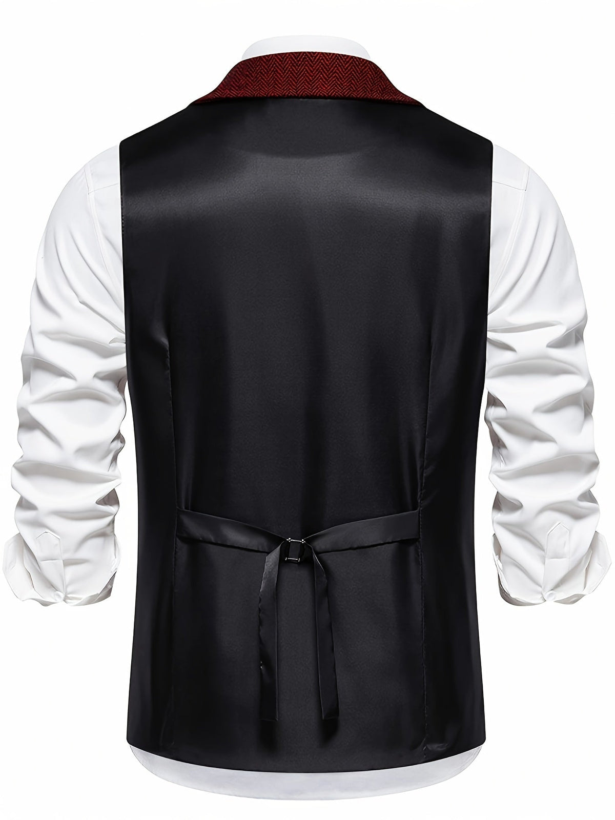 Men's Herringbone Single-Breasted Waistcoat | Classic Tailored Formal Casual Vest | Smart Formal Business Casual Office Waistcoat