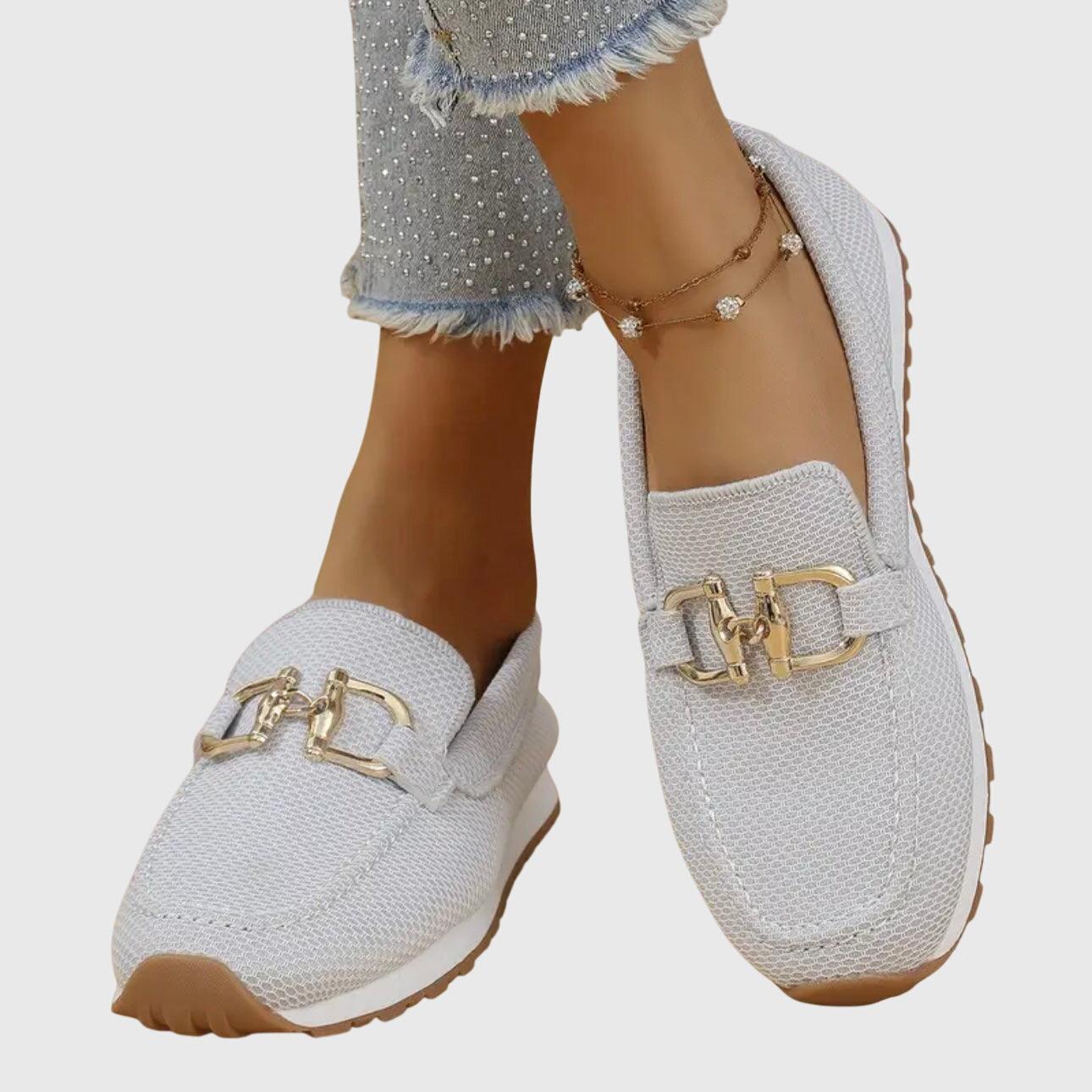 Damen Mesh-Loafer | Bequeme Damen Slipper mit Schnalle | Elegante Damen Sommer-Slipper