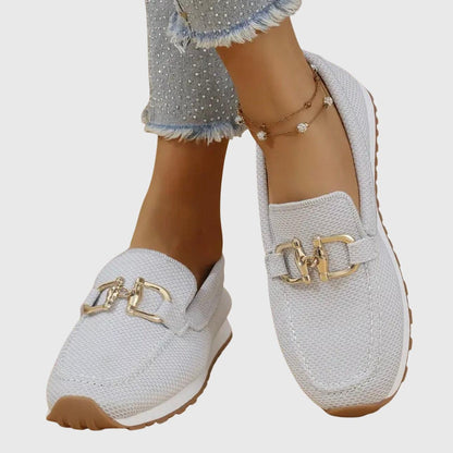 Damen Mesh-Loafer | Bequeme Damen Slipper mit Schnalle | Elegante Damen Sommer-Slipper