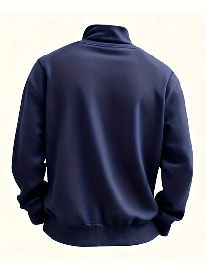 Herren-Pullover aus feinem Strick mit halbem Reißverschluss | Weicher, lässiger und gemütlicher Alltagspullover | Elegante lässige Strickmode für Herbst und Winter