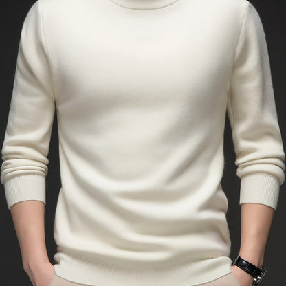 Men's Refined High-Neck Knit Sweater | Classic Cosy Casual Everyday Pullover | Smart Casual Everyday Autumn Winter Knitwear