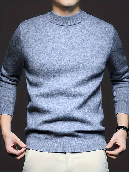 Men's Refined High-Neck Knit Sweater | Classic Cosy Casual Everyday Pullover | Smart Casual Everyday Autumn Winter Knitwear