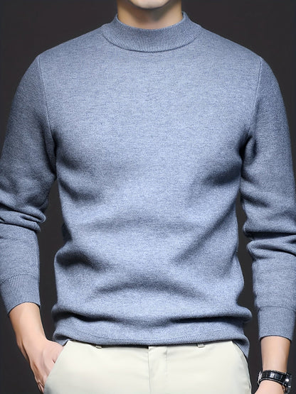 Men's Refined High-Neck Knit Sweater | Classic Cosy Casual Everyday Pullover | Smart Casual Everyday Autumn Winter Knitwear