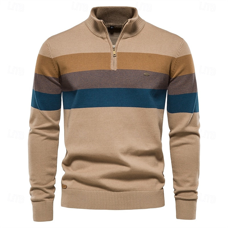 Men's Quarter-Zip Knit Sweater | Soft Classic Casual Everyday Cosy Pullover | Smart Casual Everyday Autumn Winter Knitwear