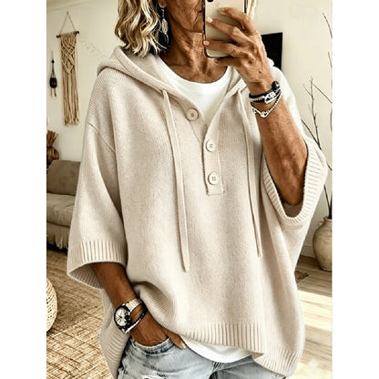 Women's Relaxed Hooded Knit Sweater | Cosy Casual Everyday Hoodie Pullover | Smart Casual Everyday Autumn Winter Knitwear