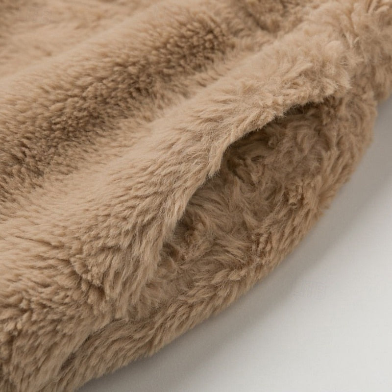 Women's Plush Cropped Zip-Up Teddy Jacket | Fluffy Warm Pink Casual Winter Jacket | Smart Casual Streetwear Everyday Outerwear