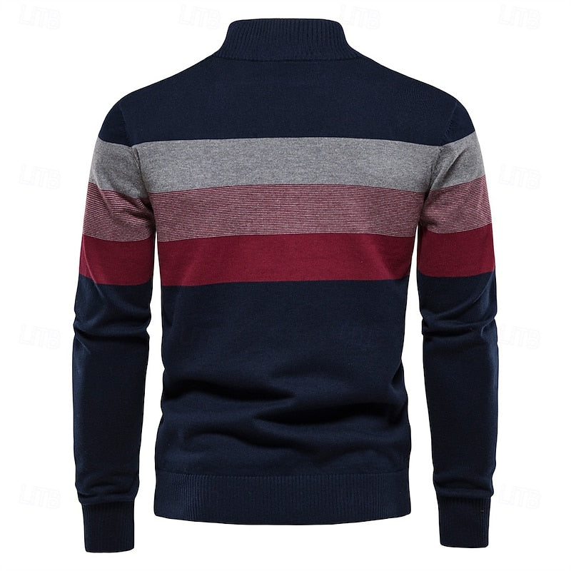 Men's Quarter-Zip Knit Sweater | Soft Classic Casual Everyday Cosy Pullover | Smart Casual Everyday Autumn Winter Knitwear