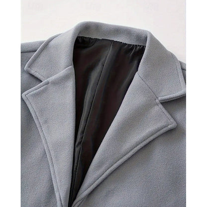 Men's Single-Breasted Notch Lapel Longline Overcoat | Charcoal Classic Tailored Smart Winter Coat | Smart Formal Office Autumn Winter Outerwear