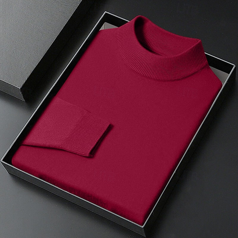 Men's Refined Mock-Neck Knit Sweater | Classic Cosy Casual Everyday Pullover | Smart Casual Office Everyday Autumn Winter Knitwear