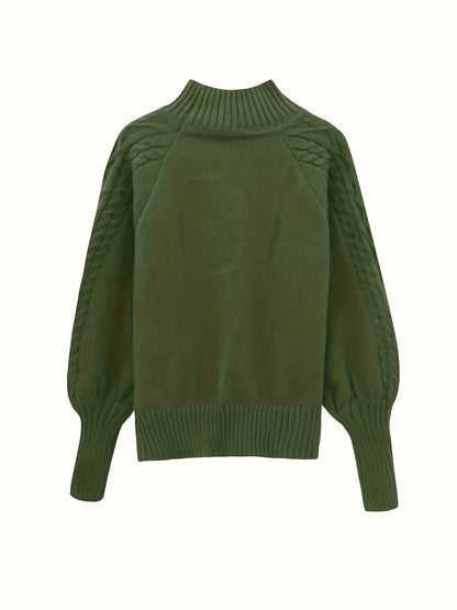 Women's Textured Half-Collar Knit Sweater | Cosy Classic Casual Everyday Jumper | Smart Casual Everyday Autumn Winter Knitwear