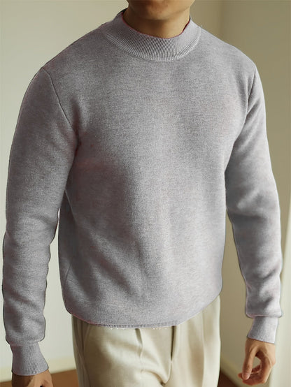Men's Refined High-Neck Knit Sweater | Classic Cosy Casual Everyday Pullover | Smart Casual Everyday Autumn Winter Knitwear