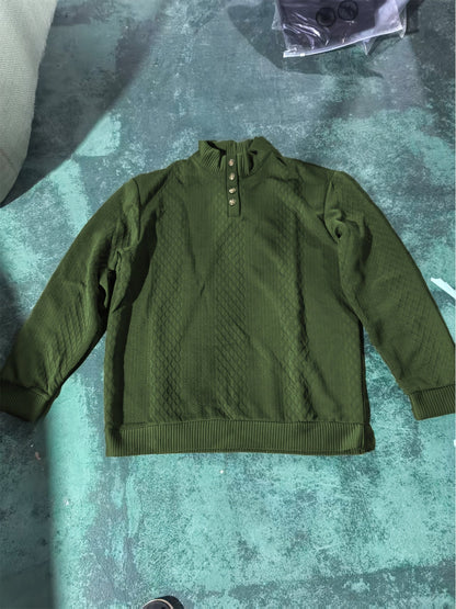 Men's Stand-Collar Button Henley Knit Sweater | Classic Casual Everyday Cosy Pullover | Smart Casual Everyday Autumn Winter Knitwear