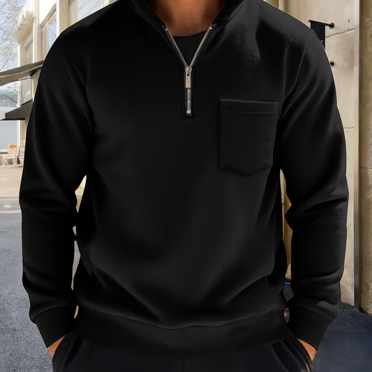 Men's Refined Half-Zip Knit Pullover | Soft Casual Everyday Cosy Sweater | Smart Casual Everyday Autumn Winter Knitwear